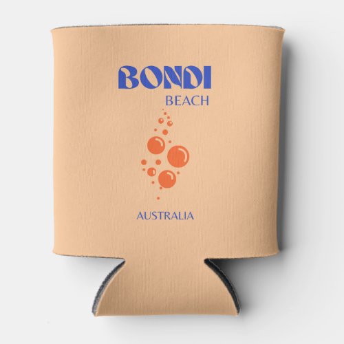 Bondi Beach Preppy Art Orange Blue Can Cooler
