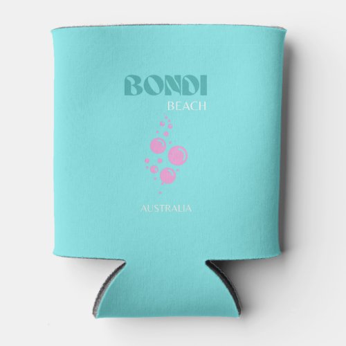 Bondi Beach Travel Art Blue Aqua Can Cooler