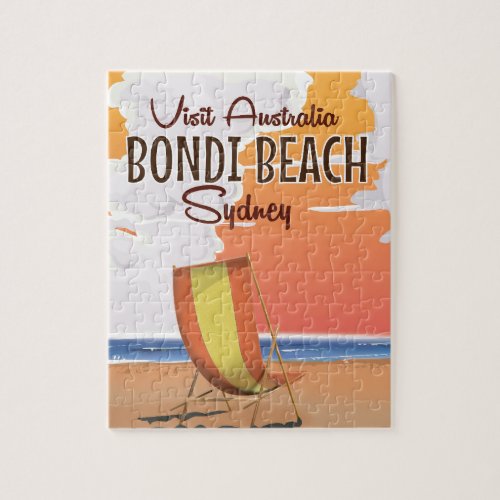 Bondi Beach vintage Travel Poster Jigsaw Puzzle