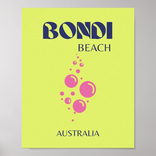 Bondi Beach Yellow Lime Poster