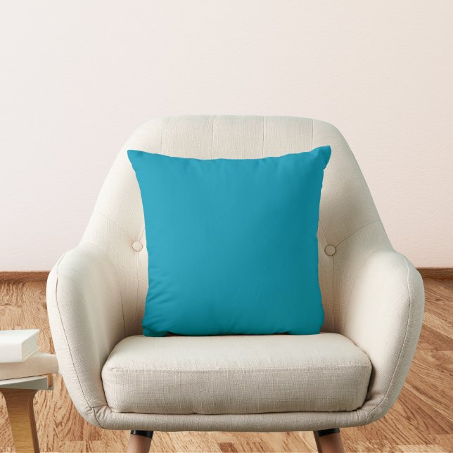 Bondi Blue Solid Color Throw Pillow (Creator Uploaded)