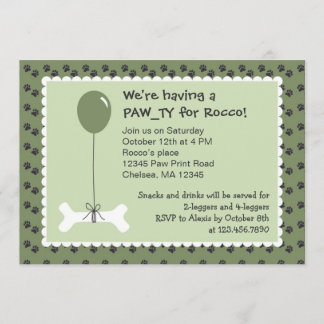 Bone and Balloon Dog Birthday Party Invitation