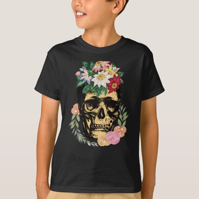 Bone And Flowers T-Shirt (Front)