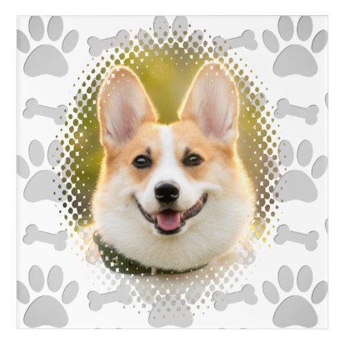 Bone And Paw Print Pattern Dog Frame  Acrylic Print