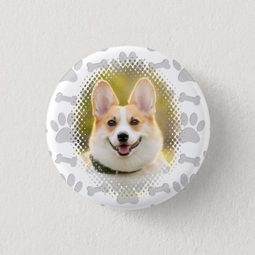 Bone And Paw Print Pattern Dog Frame  Button