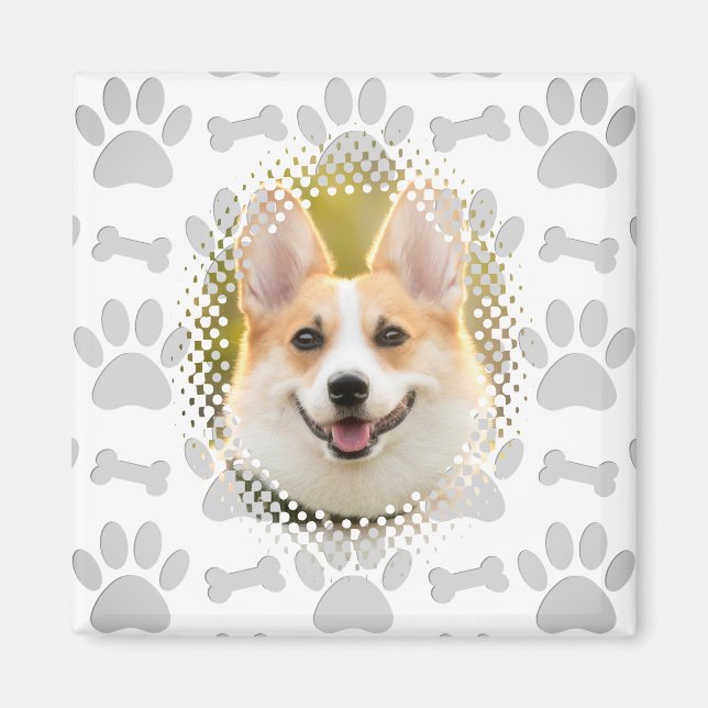 Bone And Paw Print Pattern Dog Frame  Magnet (Front)