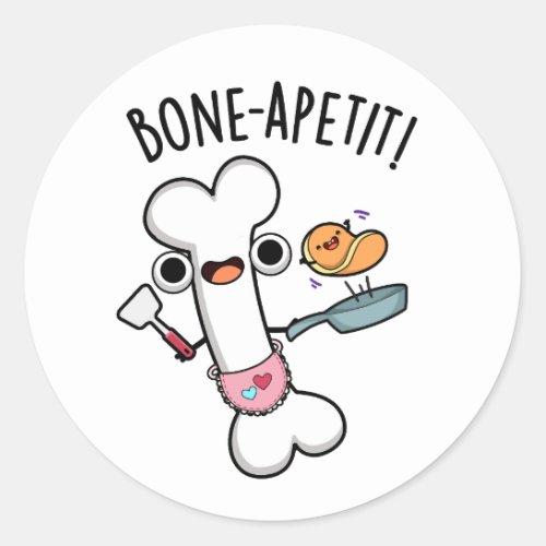 Bone Apetit Funny Cooking Pun Classic Round Sticker