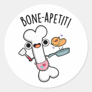 Bone Apetit Funny Cooking Pun Classic Round Sticker