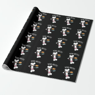 Bone Apetit Funny Cooking Pun Dark BG Wrapping Paper