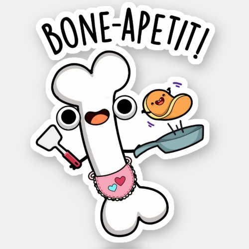 Bone Apetit Funny Cooking Pun Sticker