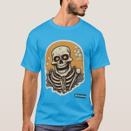 Bone Appetit _ Cartoon Skeleton Sticker Tee T_Shirt