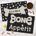 Bone appetit Cute reversible Dog name Black Placemat