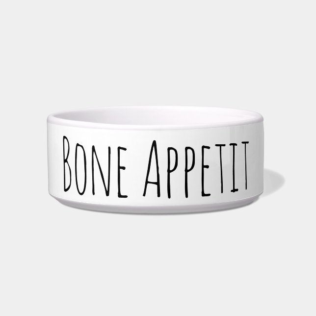Bone Appetit funny dog puppy pet bowl quote saying (Front)
