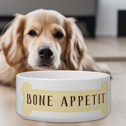 Bone Appetit Funny Pun Dog Bowl with Paw Prints