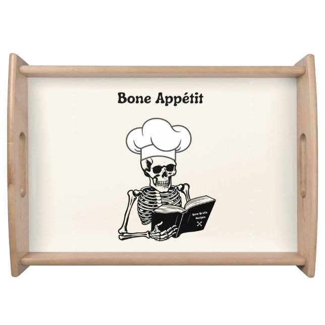 Bone Appétit Halloween Skeleton Chef Serving Tray (Front)