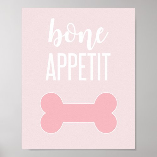 Bone Appetite Puppy Birthday Party Sign pink