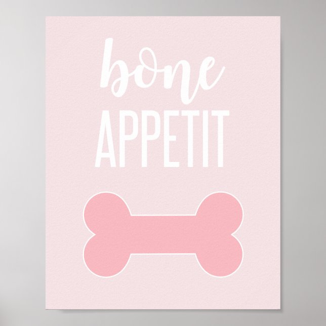 Bone Appetite Puppy Birthday Party Sign pink (Front)