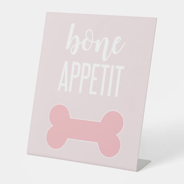 Bone Appetite Puppy Birthday Party Sign pink (Front)