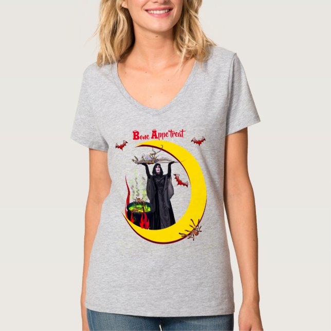 Bone appe'treat Grey Halloween T-Shirt (Front)