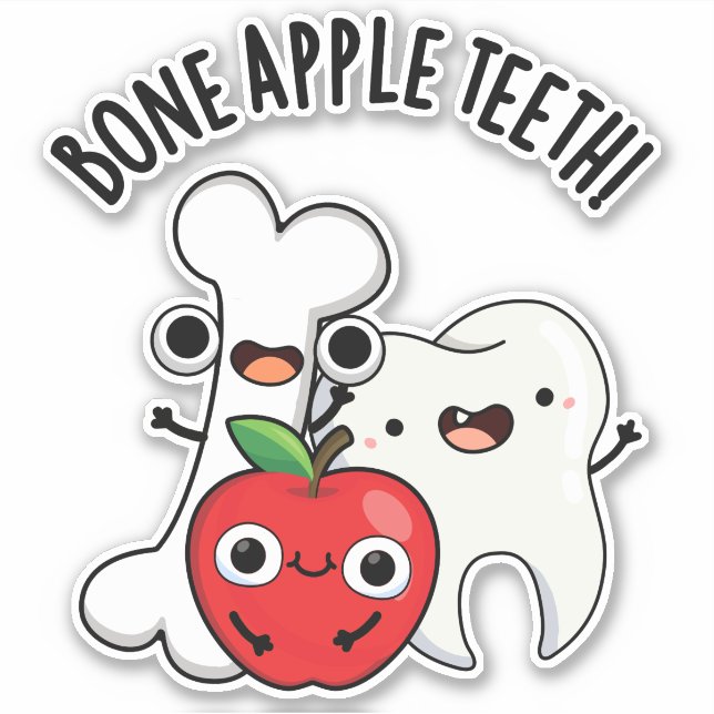 Bone Apple Teeth Funny Bona Appetit Pun  Sticker (Front)