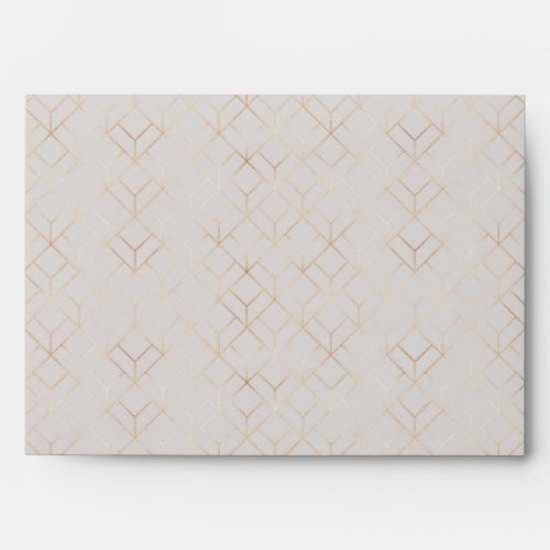 Bone Beige Gold Foil Art Deco Invitation Matching  Envelope