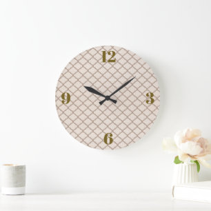 Bone/Beige Moroccan Trellis Large Clock