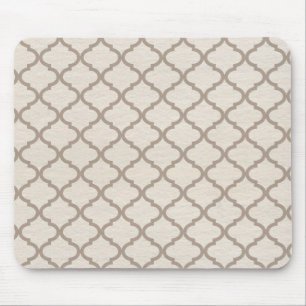 Bone/Beige Moroccan Trellis Mouse Pad