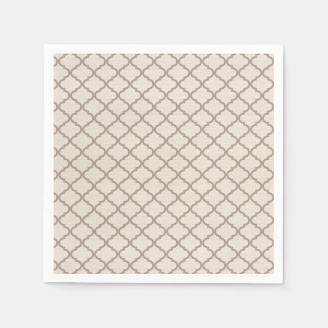 Bone/Beige Moroccan Trellis Napkins (Front)