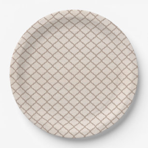Bone/Beige Moroccan Trellis Paper Plates