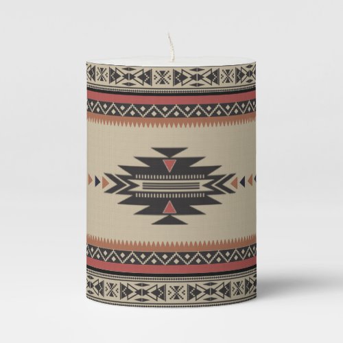 Bone Black and Rust Native American Style Pillar Candle