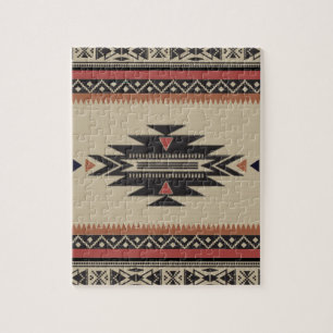 Bone, Black, Rust American Indian Style Jigsaw Puzzle