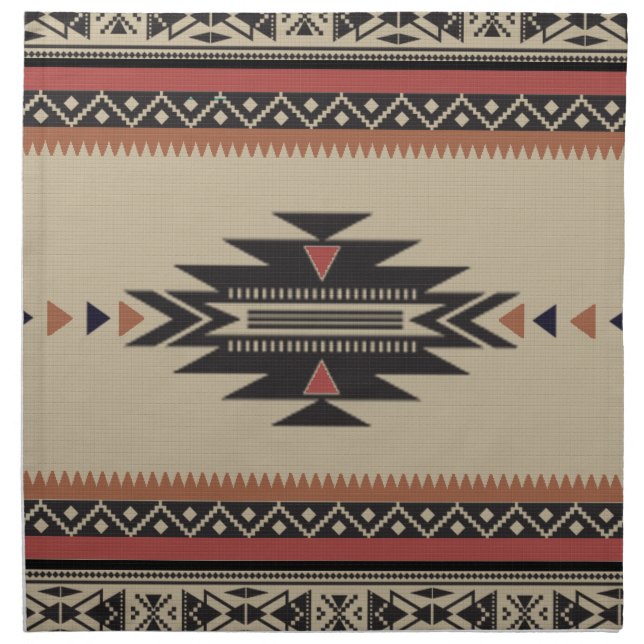 Bone, Black, Rust American Indian Style Napkin (Front)