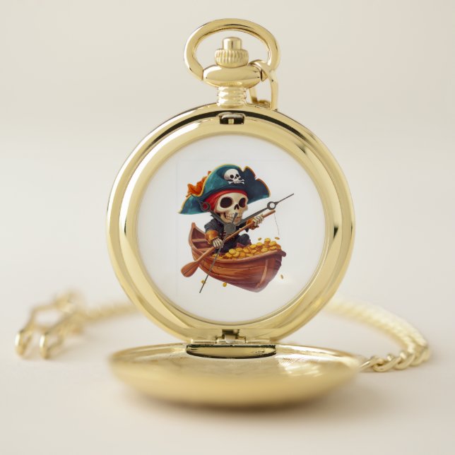 Bone Buccaneer � Funny Pirate Skull Pocket Watch (Inside)