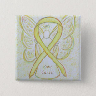 Bone Cancer Angel Yellow Awareness Ribbon Pins