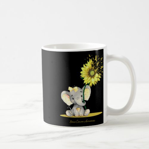 Bone Cancer Awareness Cute Elephant Sunflower Yell Coffee Mug