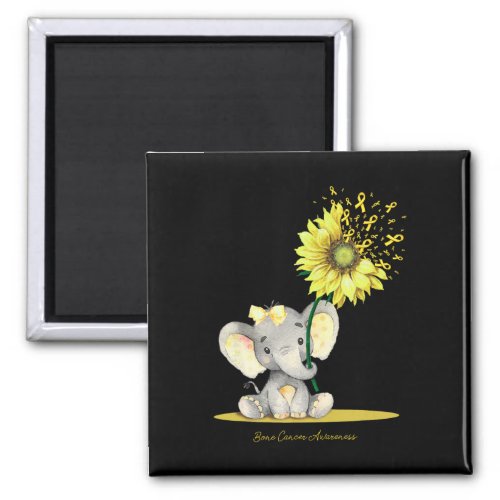 Bone Cancer Awareness Cute Elephant Sunflower Yell Magnet