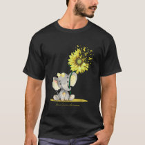 BONE CANCER AWARENESS Cute Elephant Sunflower Yell T-Shirt