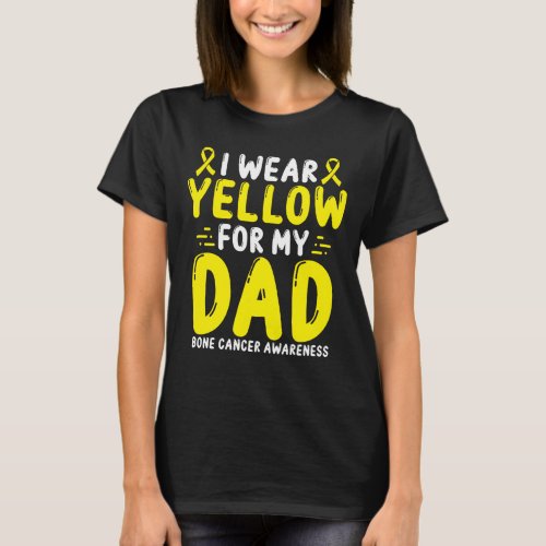 Bone Cancer Awareness Dad Papa Yellow Ribbon T_Shirt