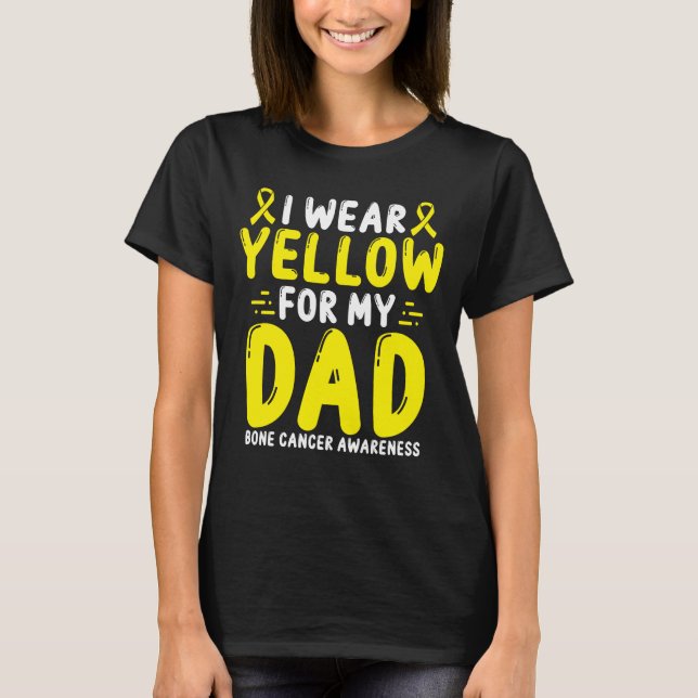 Bone Cancer Awareness Dad Papa Yellow Ribbon T-Shirt (Front)