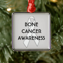 Bone Cancer Awareness Ribbon Metal Ornament