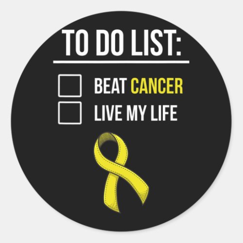 Bone Cancer Awareness Survivor Gift Yellow Ribbon  Classic Round Sticker