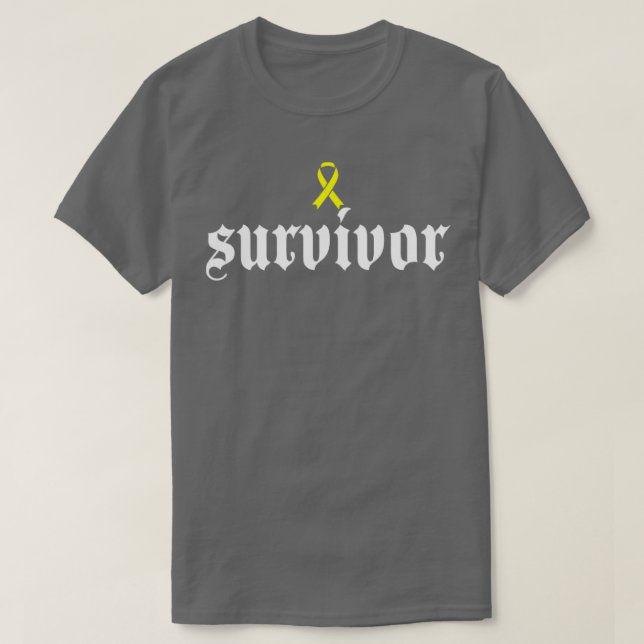 Bone Cancer Awareness Survivor Yellow Ribbon Gift2 T-Shirt (Design Front)