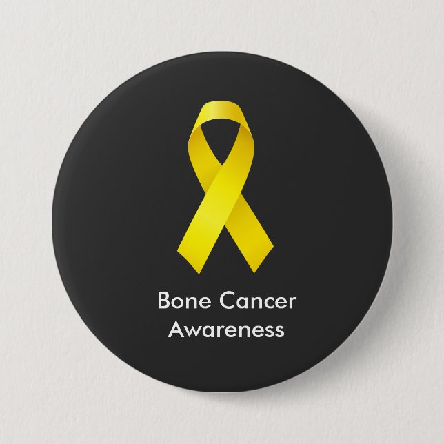 Bone Cancer Awareness Yellow Ribbon Button (Front)