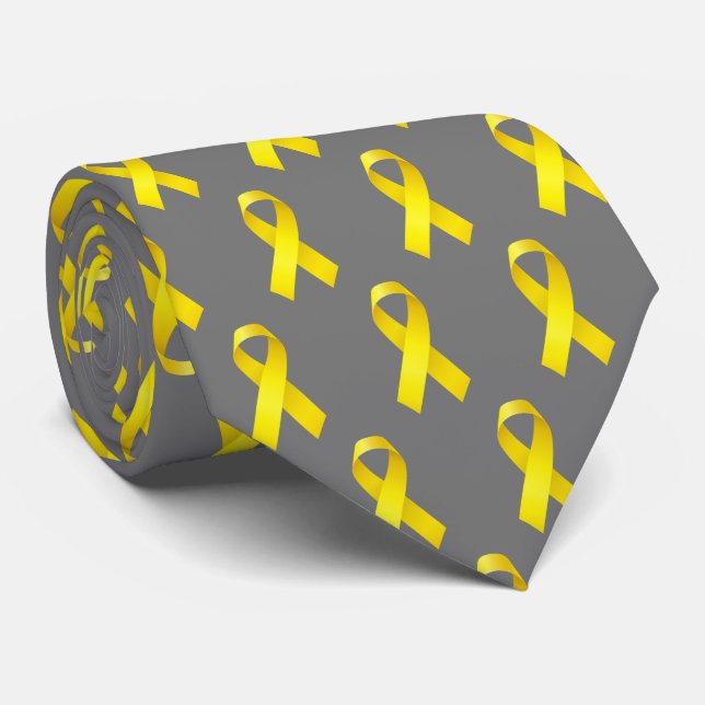Bone Cancer Awareness Yellow Ribbon Neck Tie (Rolled)