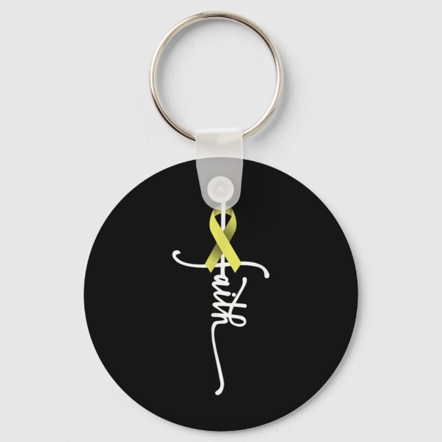 Bone Cancer Faith Sarcoma Bone Cancer Awareness Su Keychain (Front)