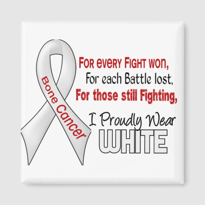 Bone Cancer For Every…I Proudly Wear White 1 Refrigerator Magnet