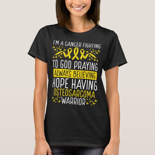 Bone Cancer Warrior Cancer Osteosarcoma Awareness T-Shirt (Front)