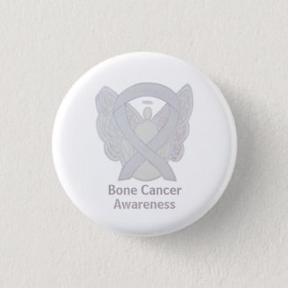 Bone Cancer White Angel Awareness Ribbon Pin