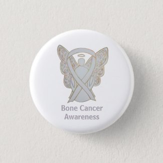 Bone Cancer White Awareness Ribbon Custom Pins