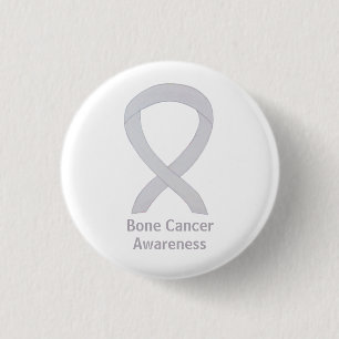 Bone Cancer White Awareness Ribbon Custom Pins